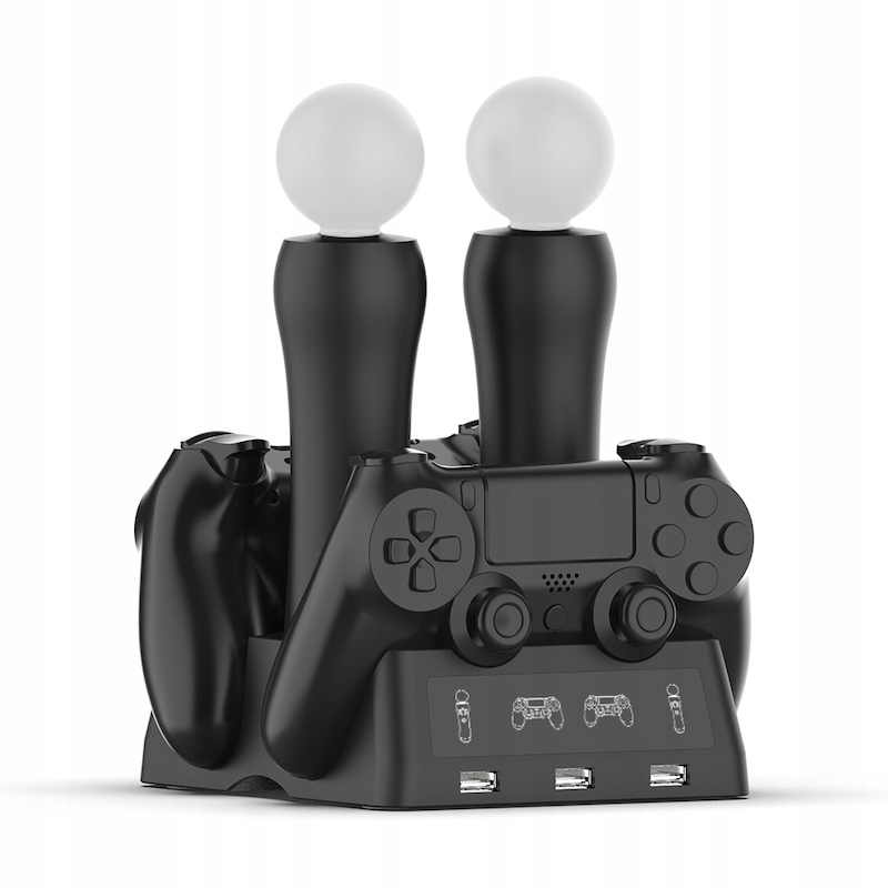 You2K Ładowarka podstawka stacja ładująca na 2 x pad PS4 + 2 x różdżka Move