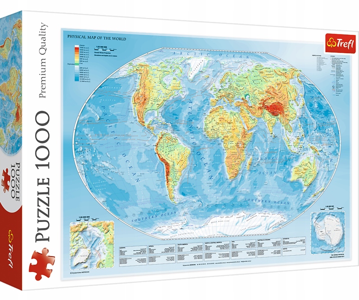 

Puzzle 1000 Elem Mapa Fizyczna Świata 10463 Trefl