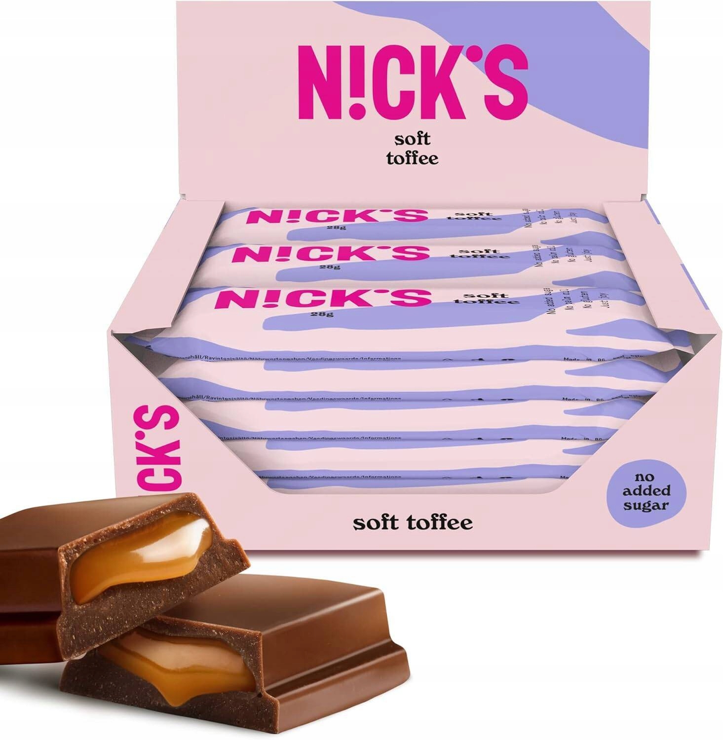 Baton Karmelowy Czekolada Mleczna z nadzieniem Karmelem Bez Cukru Nicks