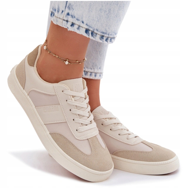 Sneakersy Damskie Niskie Big Star Lekkie TT274768 Beżowe 36