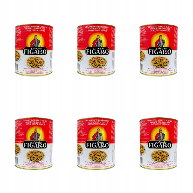 Zelené olivy krájené 3000 g/1560 g Figaro X6