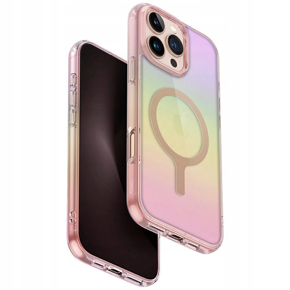 Etui Uniq Iridescia Magclick Charging na iPhone 16 Pro Max różowy