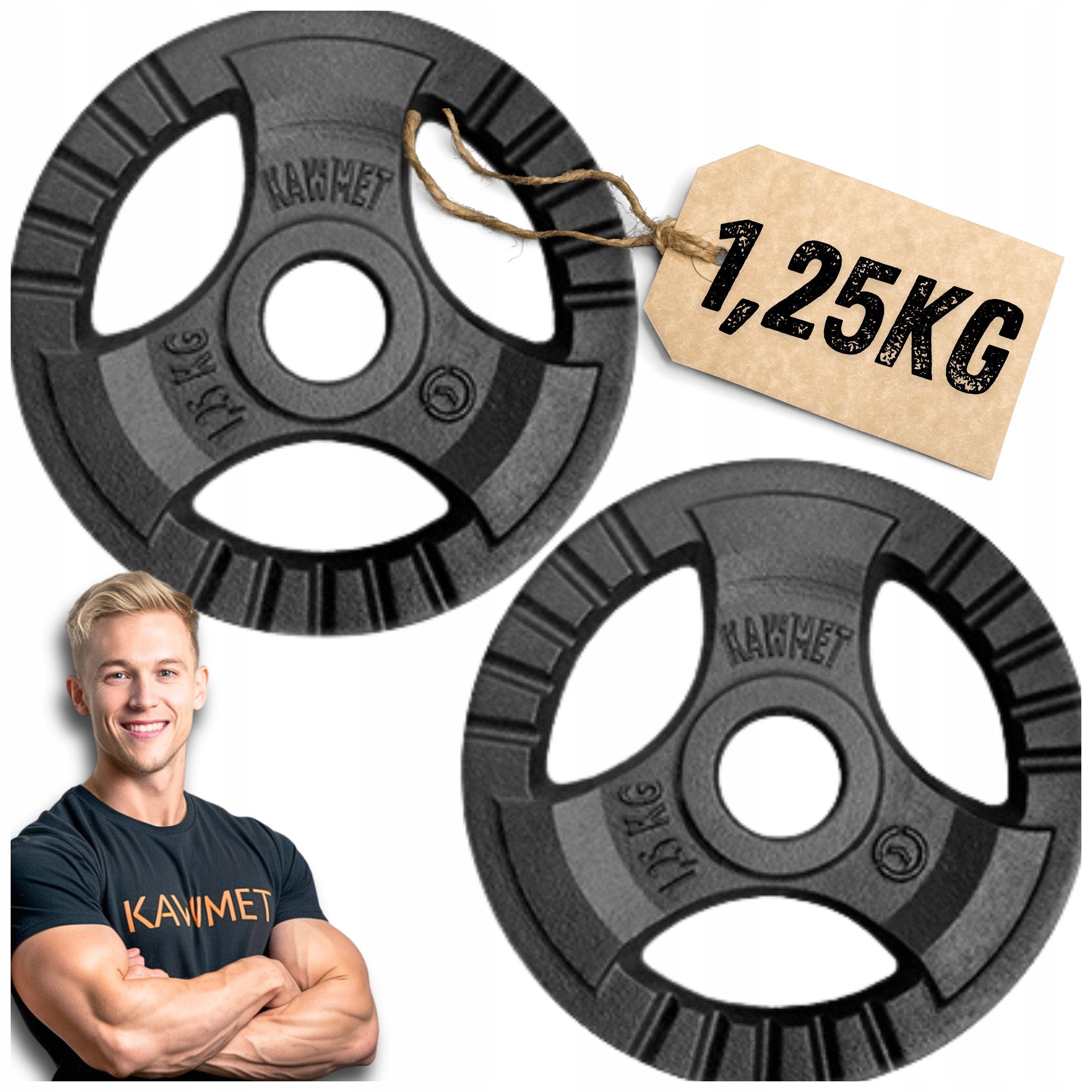 Komplet Obciążeń Kierownica fit siłownia do ćwiczeń Kawmet 2x1,25kg 30,5mm