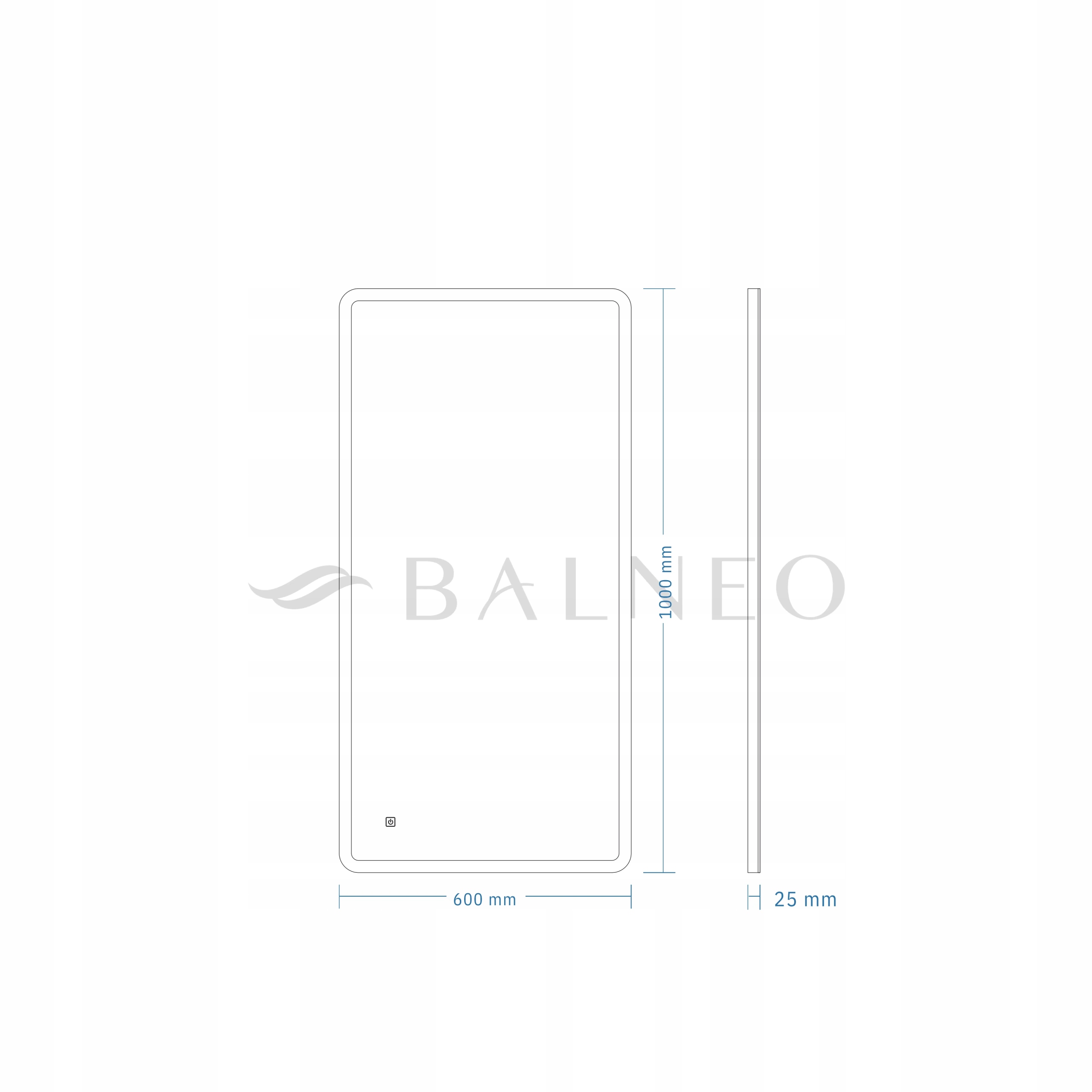 Lustro ścienne Balneo prostokąt 60 x 100 mm Szerokość 60 mm