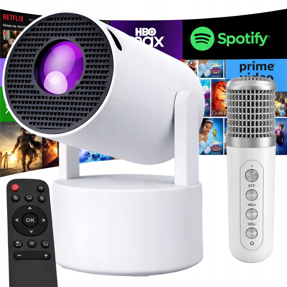 Projektor Android Smart Tv Led Wifi Reproduktor Bluetooth Mikrofón