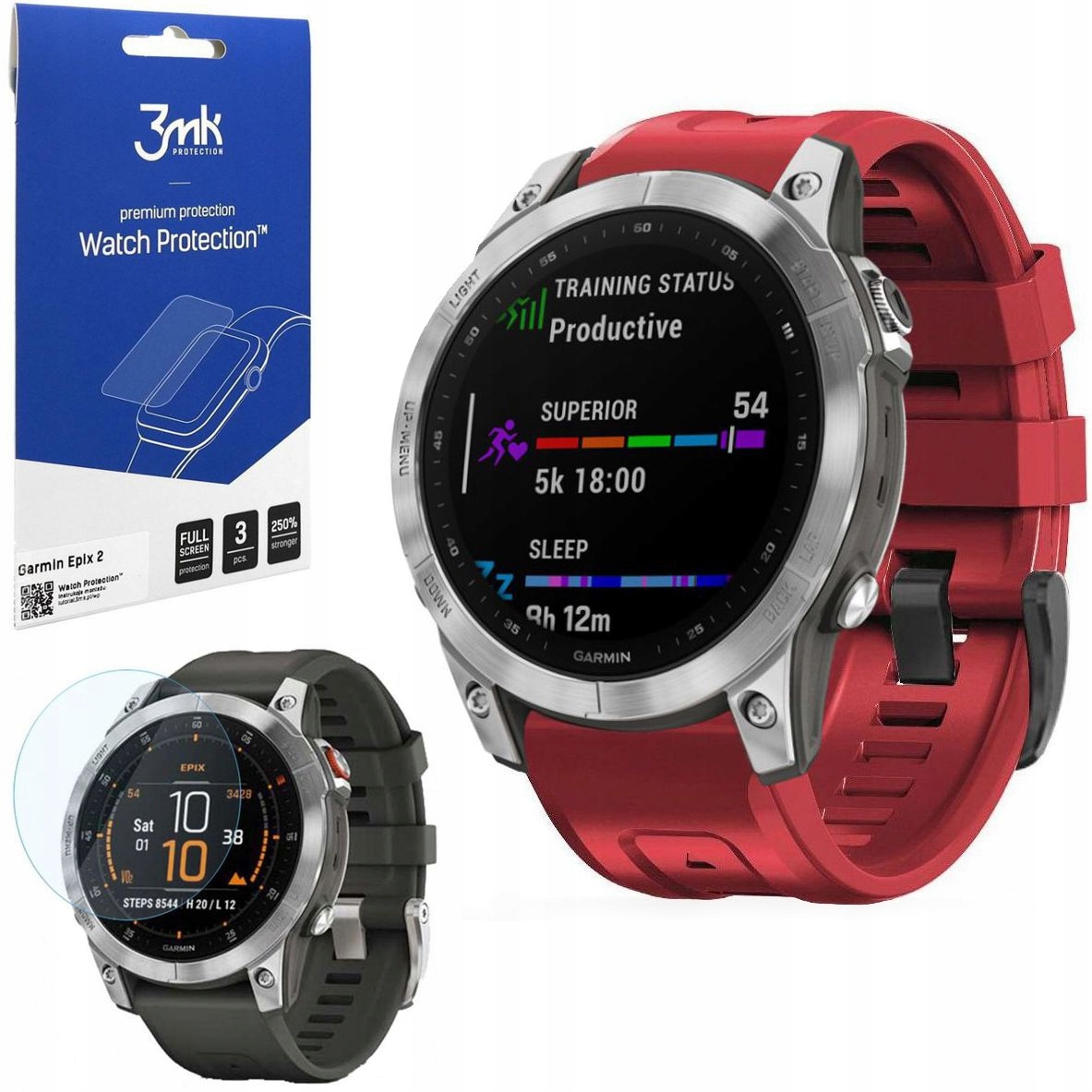 

Pasek Silikonowy Folia 3mk do Garmin epix 2, Red