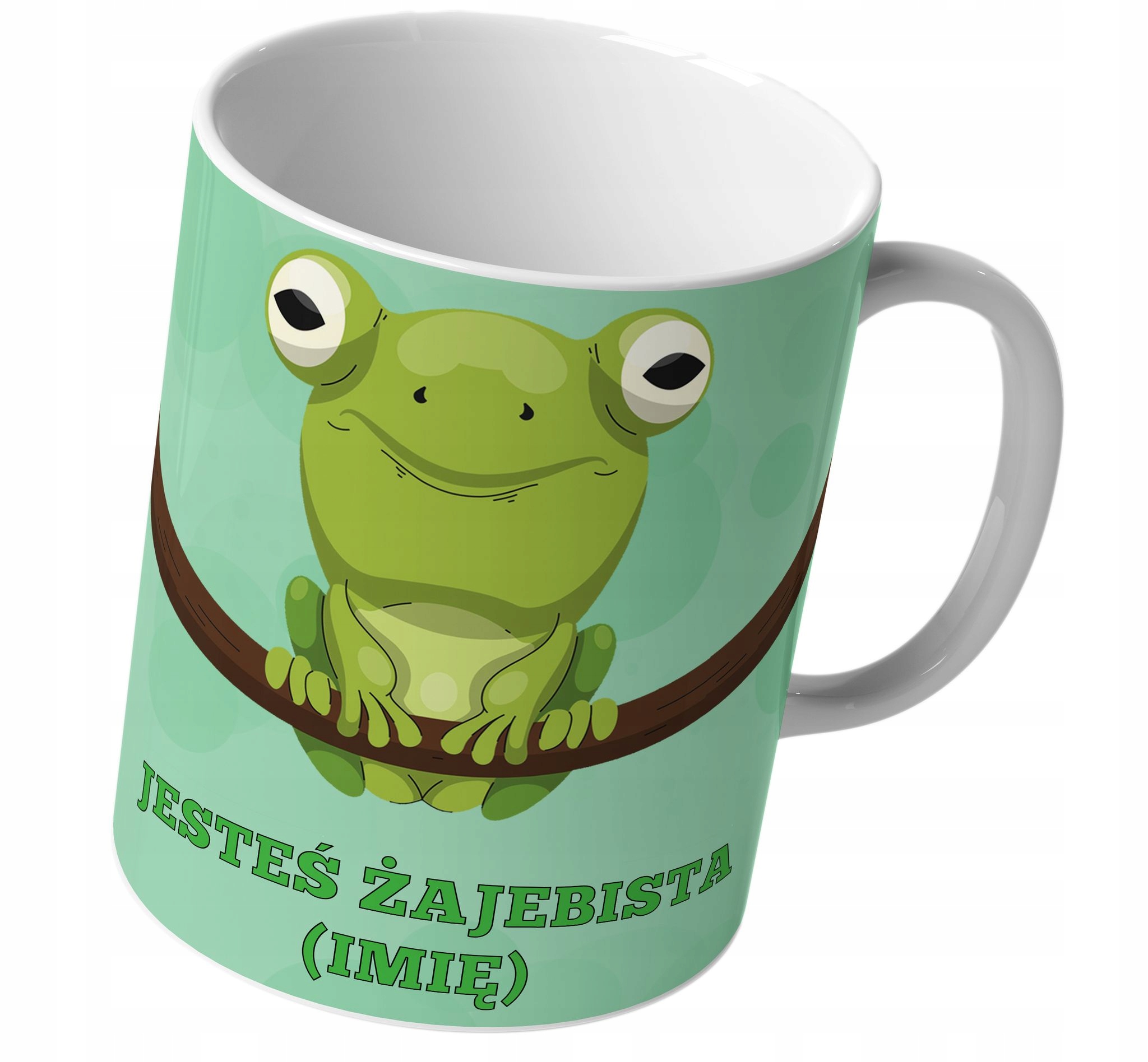

Kubek Śmieszny Żaba Jesteś Żajebisty+Imię