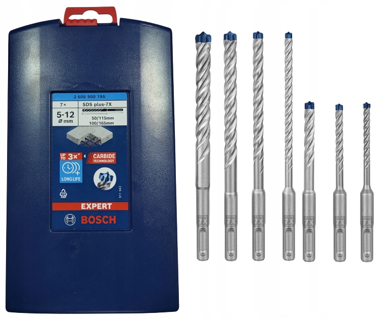 

Zestaw wierteł udarowych Expert Sds+ 7X Bosch 5-12