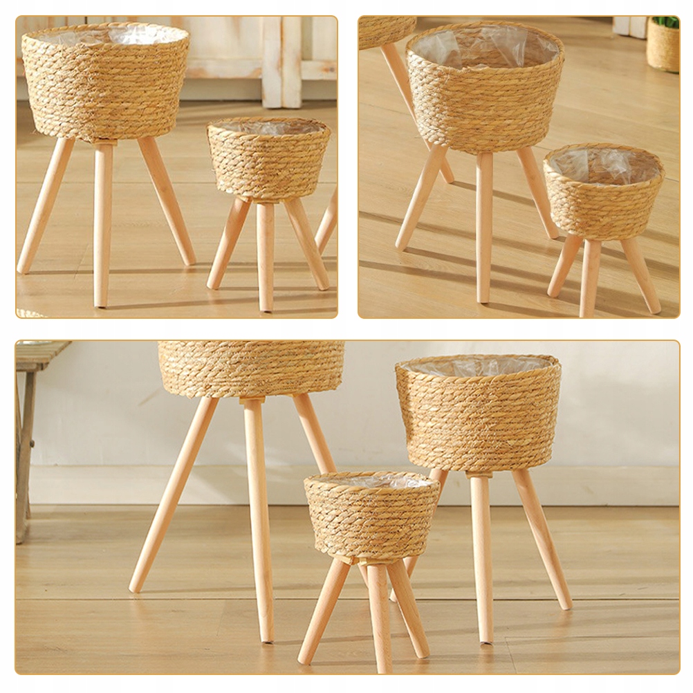 Stojak na donicę podłogową Kolor odcienie brązu i beżu