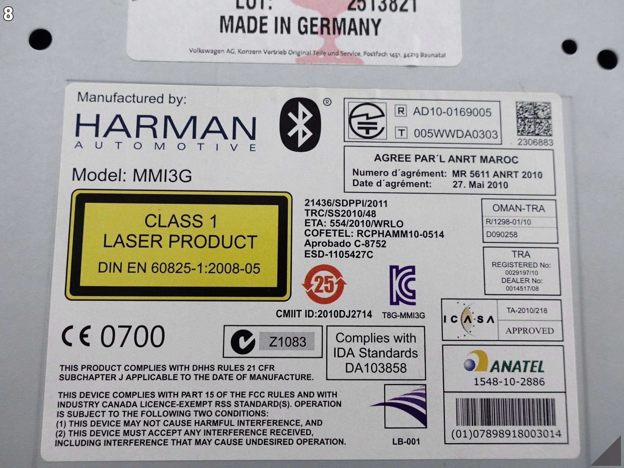 Audi A8 S8 4H0 D4 РЕСТАЙЛИНГ 13-17 считыватель SD HARMANN 4H0035666P