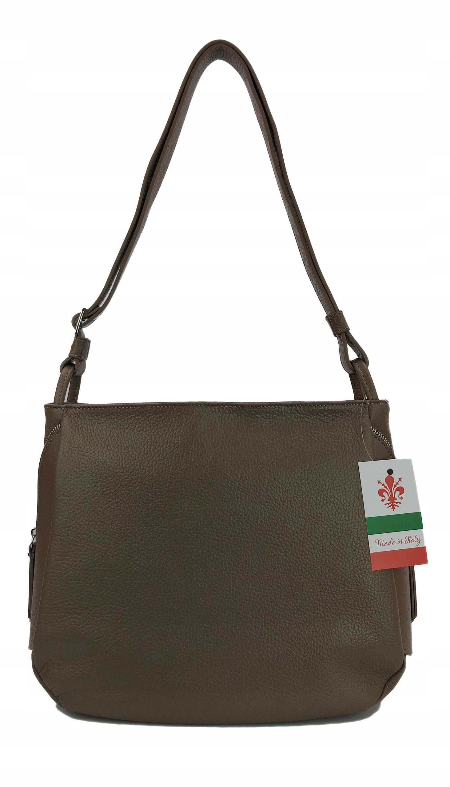 Italská kožená taška Tři komory na rameno, prostorná