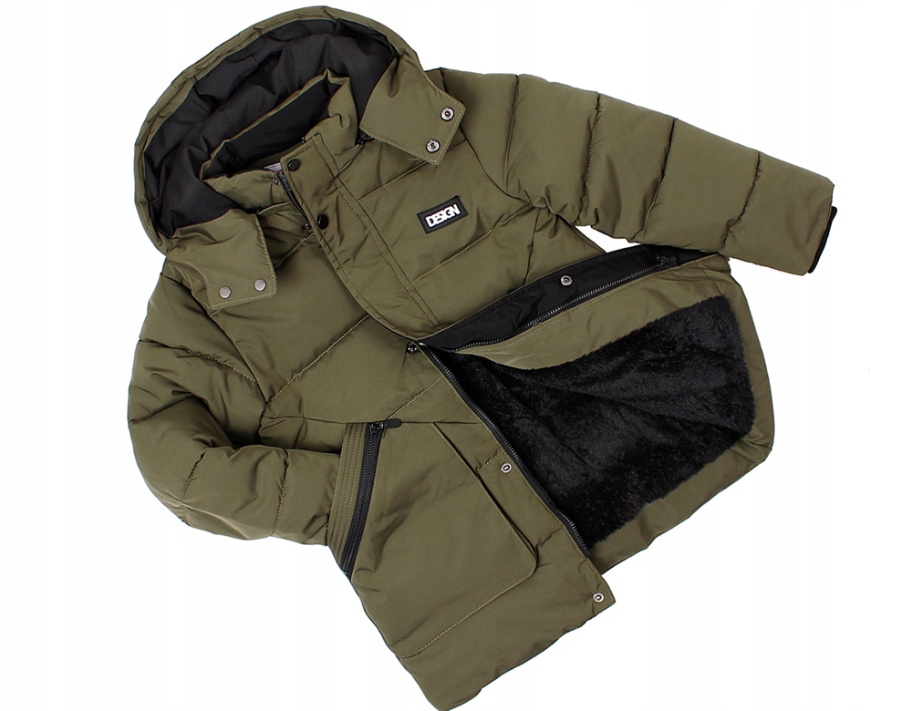 Kurtka zimowa Parka ciepła zielona khaki pikowana bestseller 8 122 128