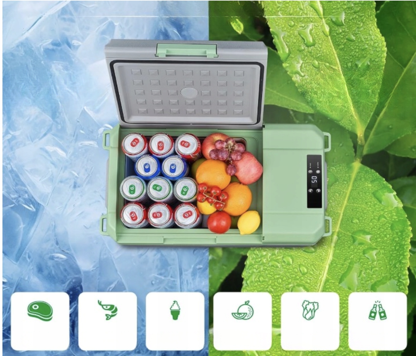 Przenośna lodówka z trybami MAX i ECO 17L AAOBOSI szara 60x33,4x32,4 cm Kolor szary