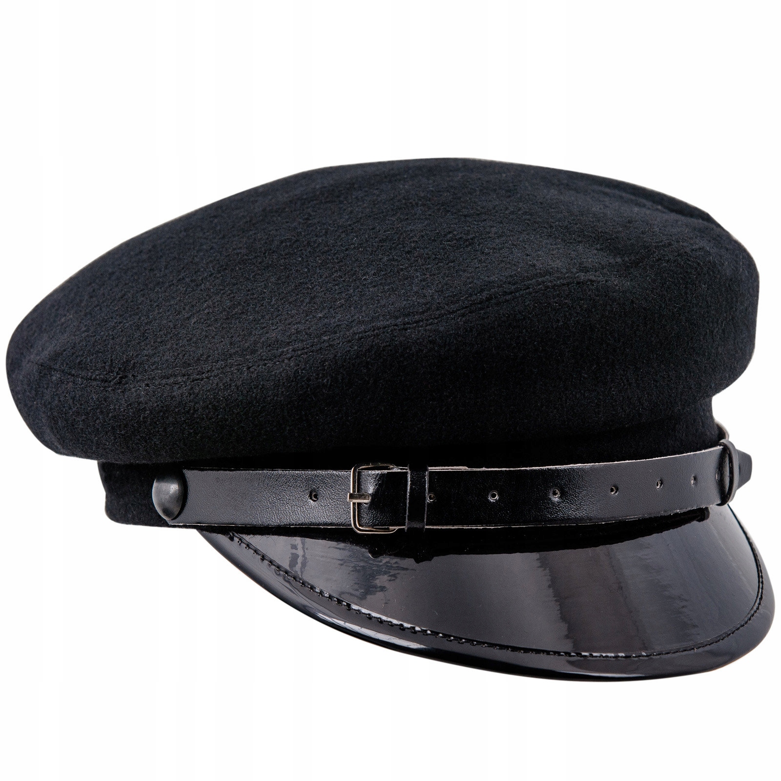 

Wełniana Czapka Maciejówka Z Daszkiem Czarna 59CM