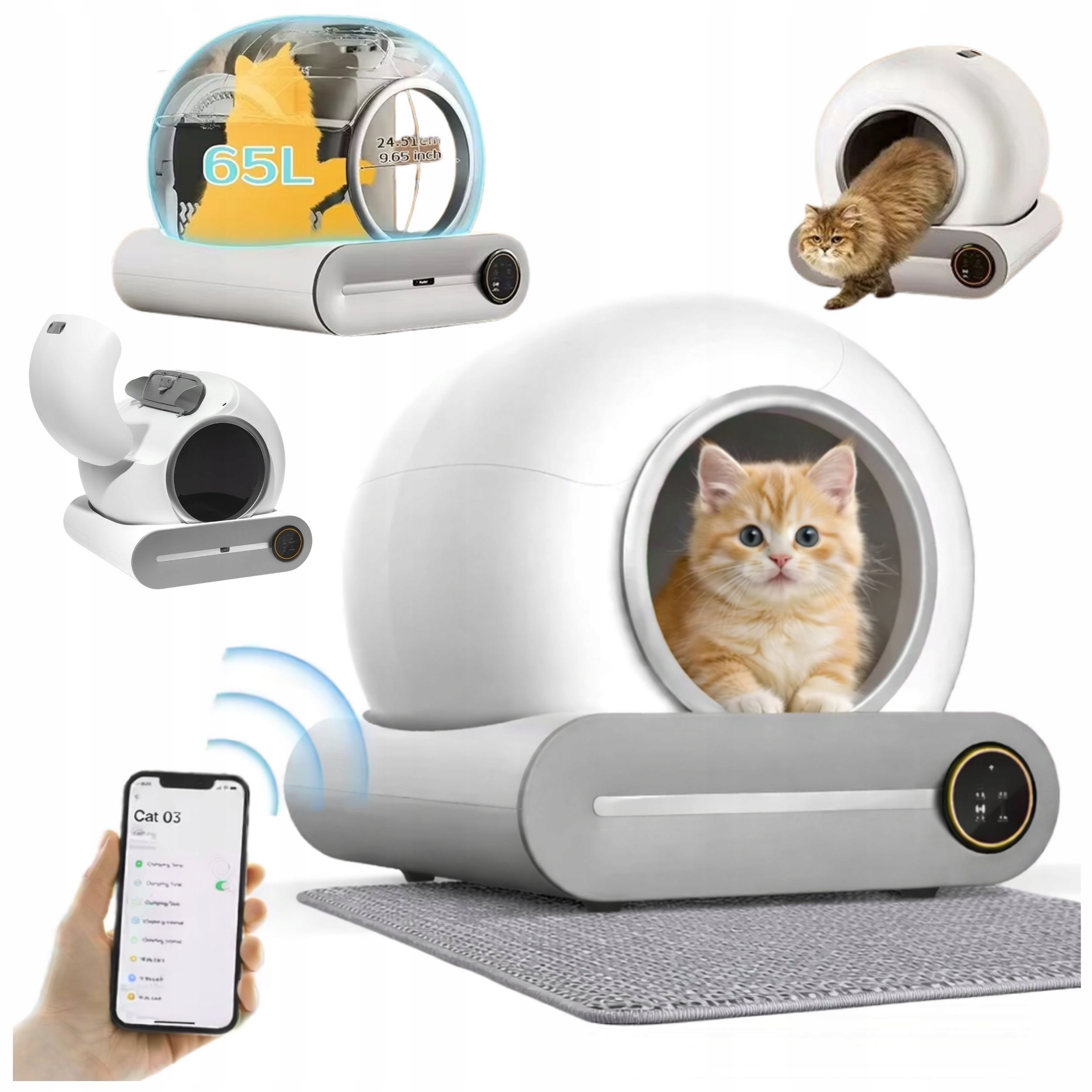 Levně Toaleta Pro Kočky Automatická PODLOŽKA-15 Dnů Svobody Od Úklidu – Tonepie