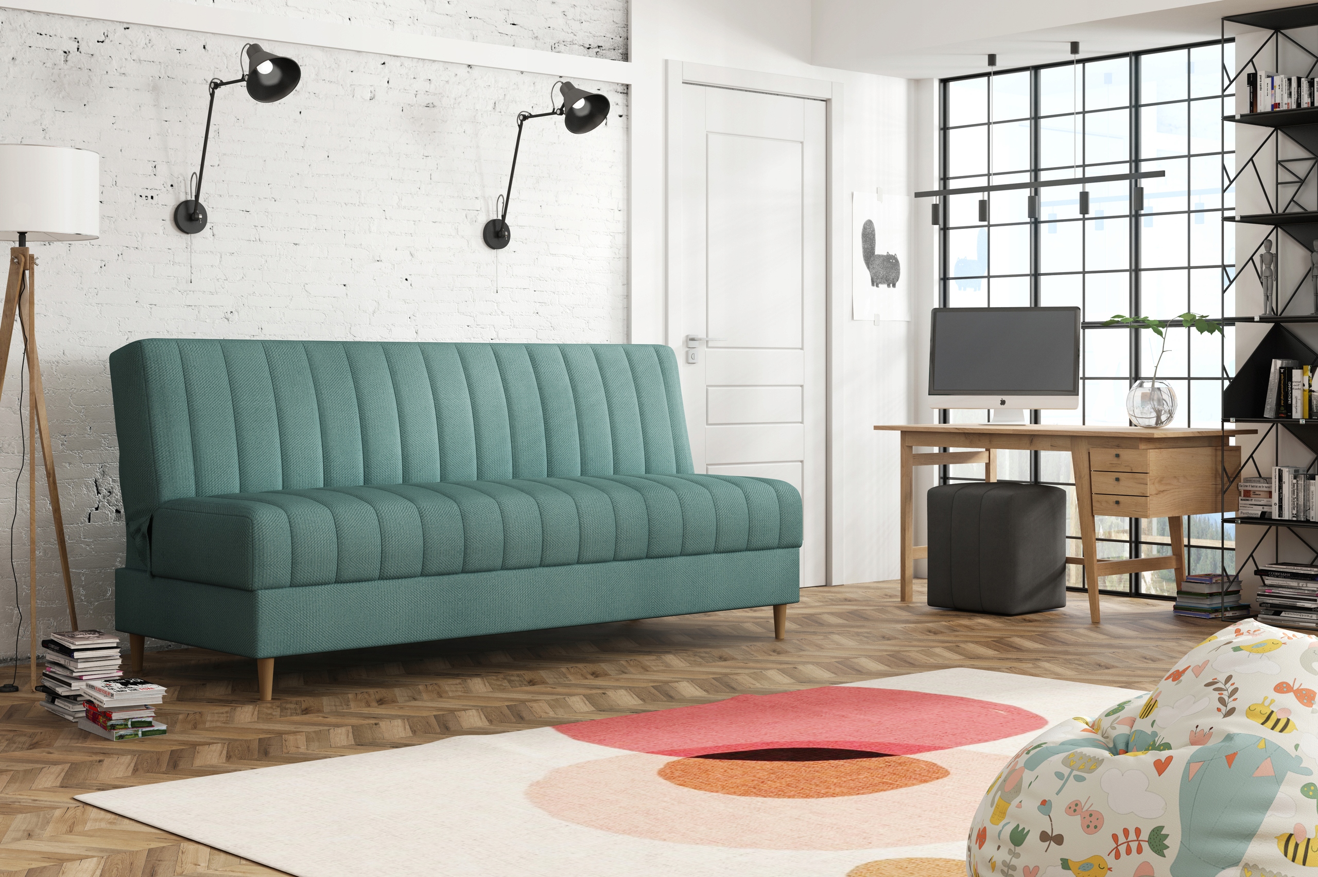 wersalka NICOLA MINI nóżki bukowe tapczanik sofka Długość mebla 172 cm