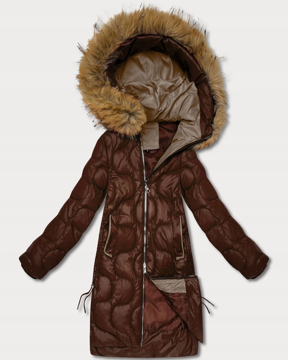 Zimní Bunda Kapuce 5M3351 Čokoláda M (38)