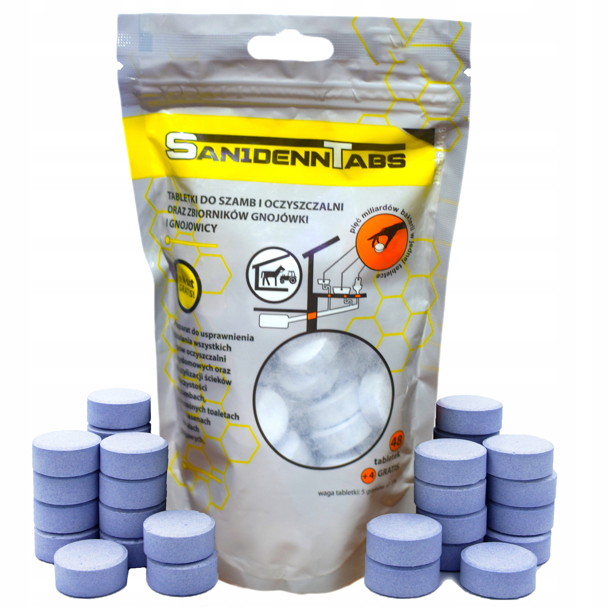 TABLETKI do SZAMBA Sanidenn Tabs 52 BAKTERIE do SZAMBA i OCZYSZCZALNI ROK