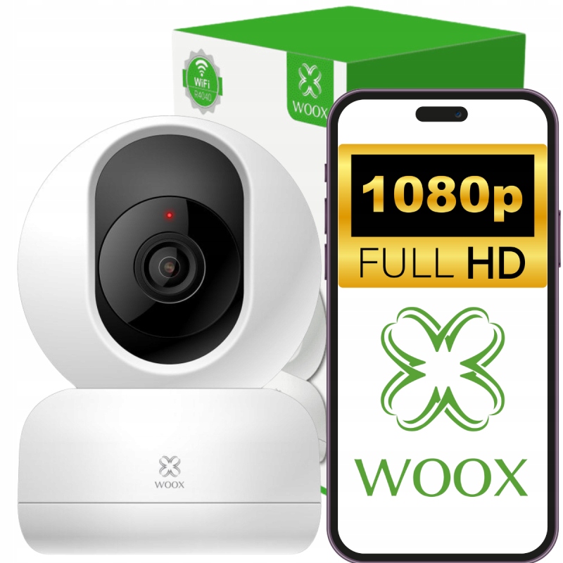 Vnitřní kamera Otočná WiFi Ip Full Hd Tuya Noční vidění Pir Reproduktor Woox