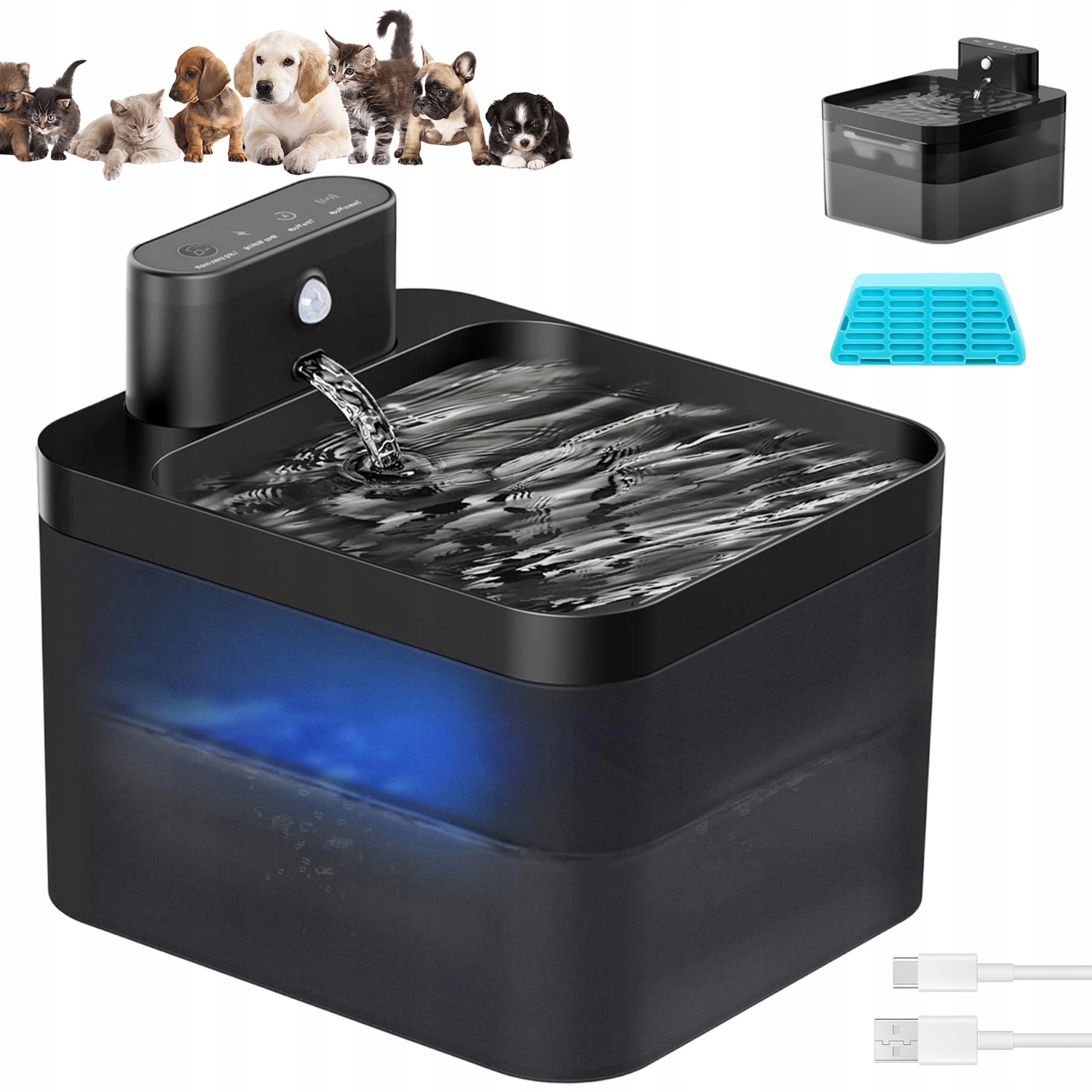 Fontána Pro Zvířata 2.2L Snímač Pohybu Režim Provozu Tichý 25DB