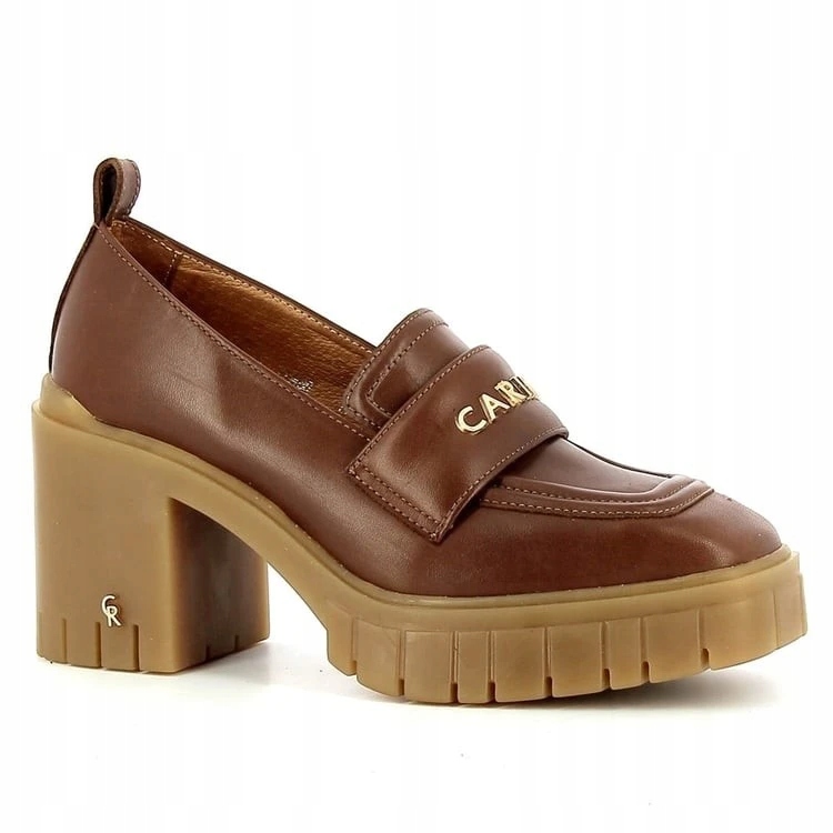 Carinii B7716 Lodičky Mokasíny Kůže Červená Hnědá 39