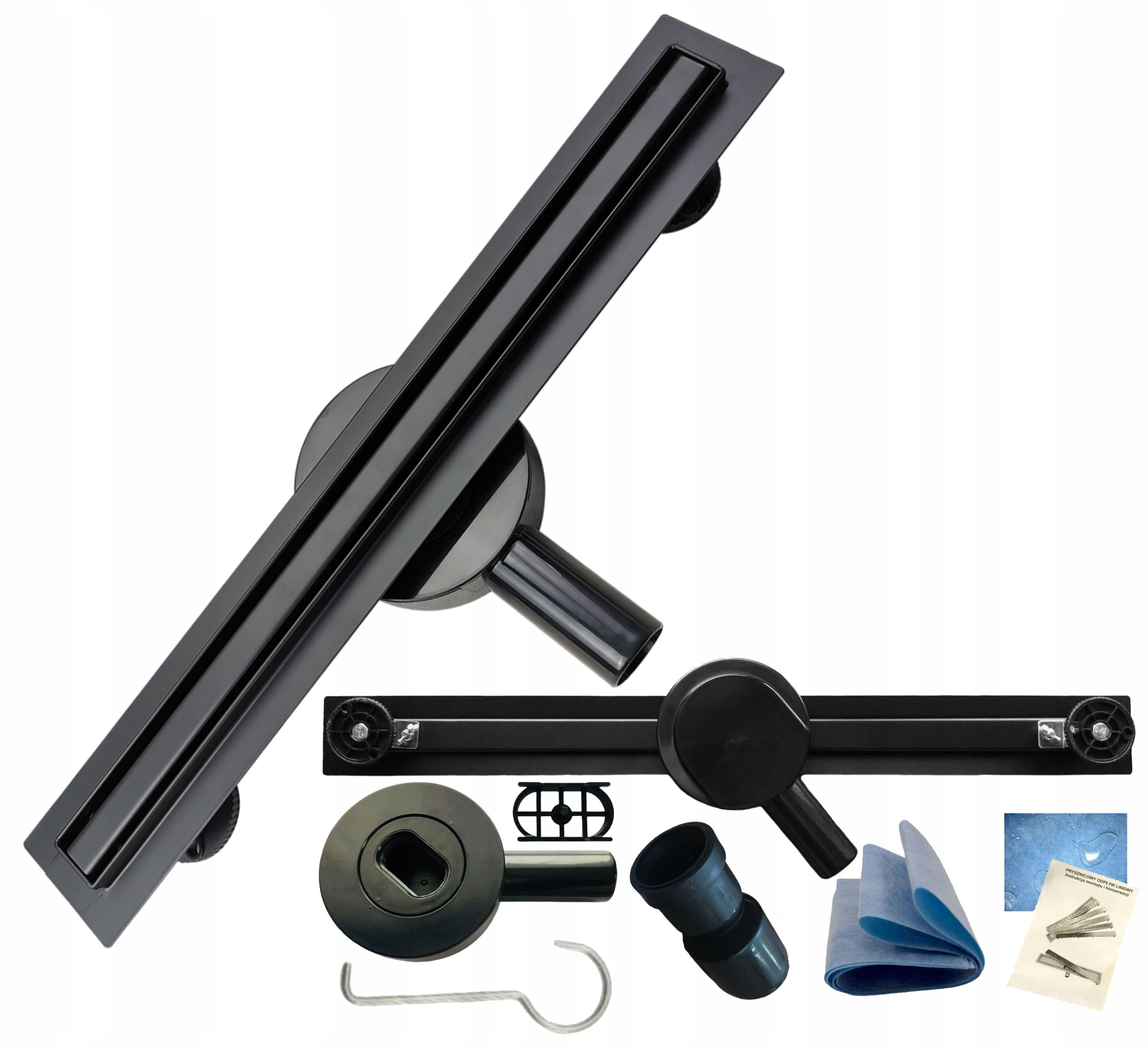 A4H Lineárny odtok Úzky čierny 60 cm nerezová oceľ, otočný sifón