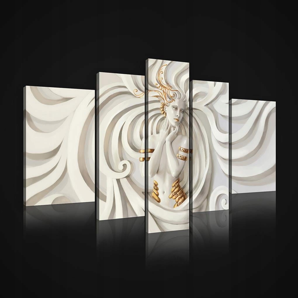 Obraz 170x100 modulární abstrakce žena zlatá vlna textura moderní