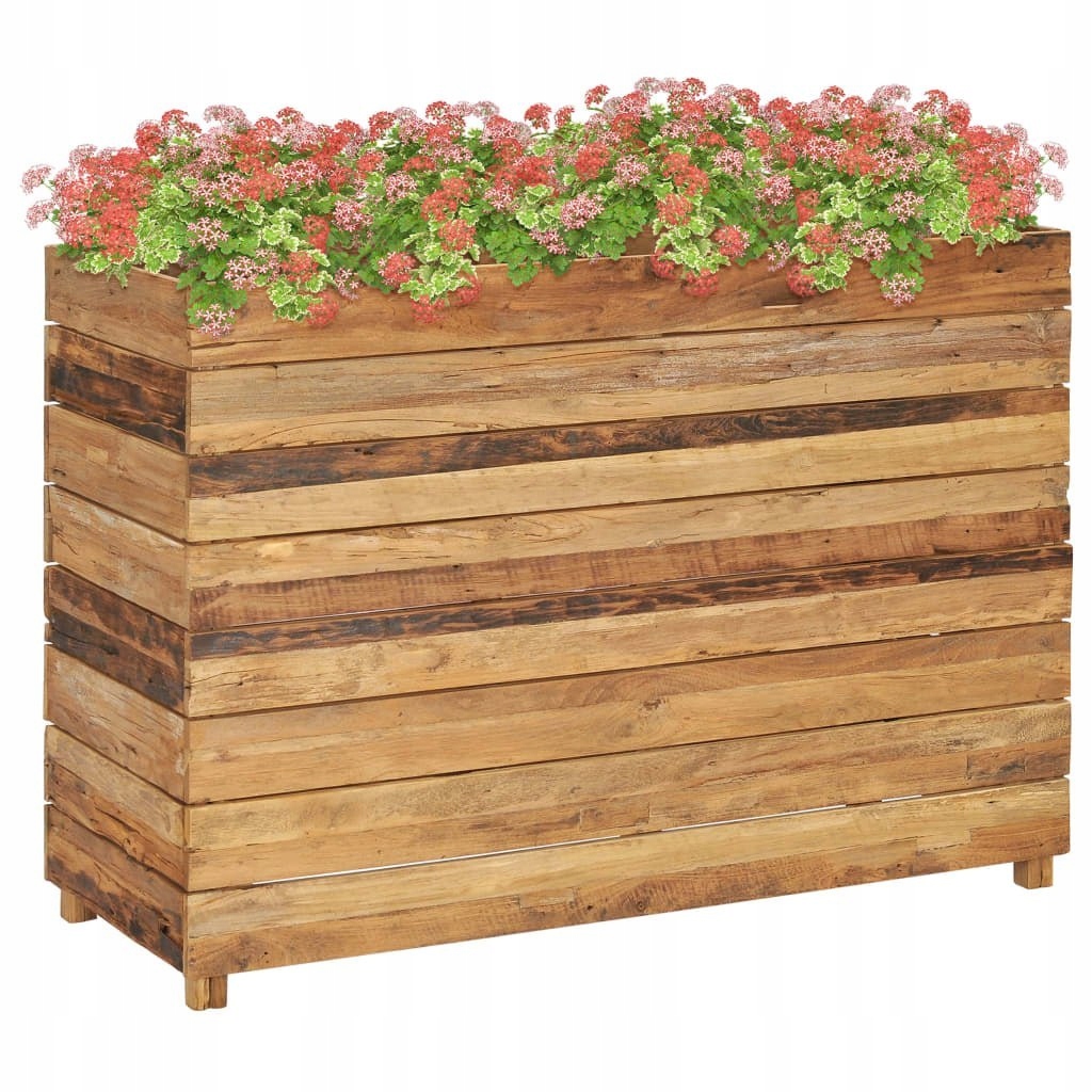 Vyvýšený kvetináč 100x40x72 cm, recyklované teakové drevo a oceľ