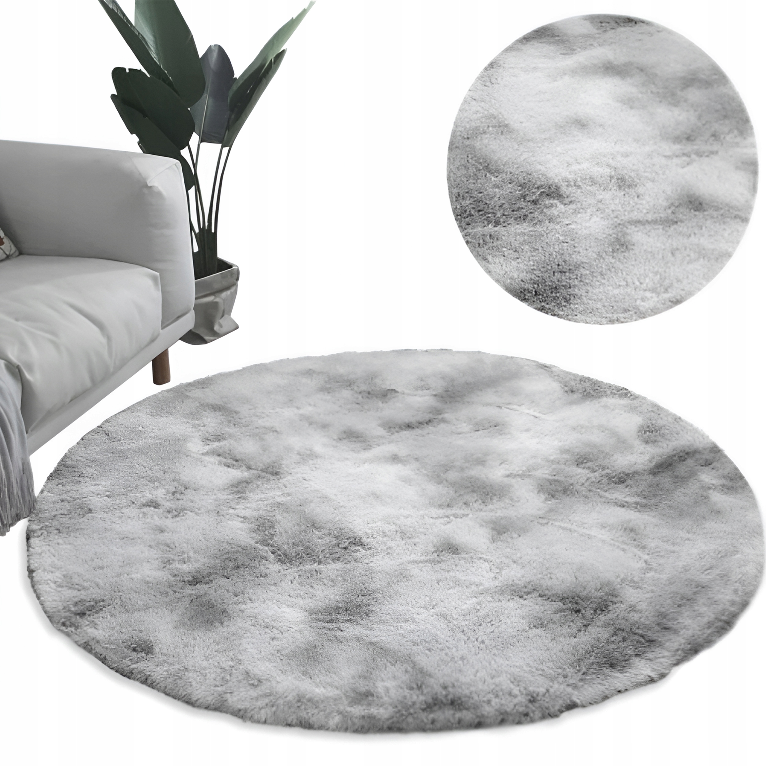 Koberec Kruh 160 CM Shaggy Plyšový Chlupatý Měkkým Vlasem, Hustý Koberec