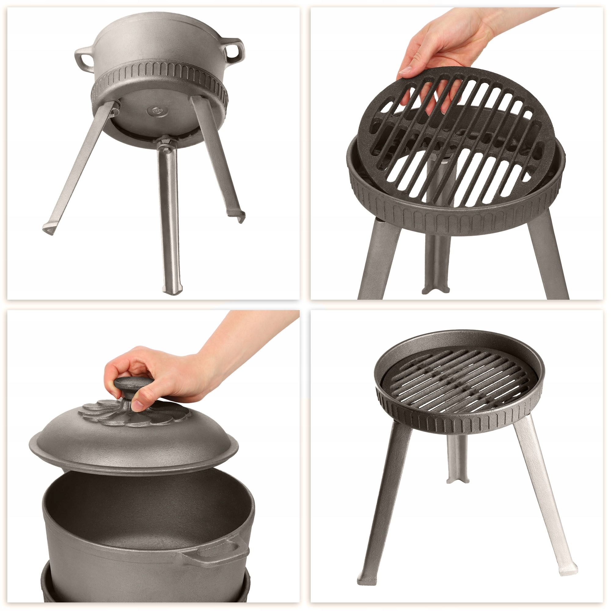 KOCIOŁEK ŻELIWNY MYŚLIWSKI NA OGNISKO + RUSZT 4,5L EAN (GTIN) 5903699431955