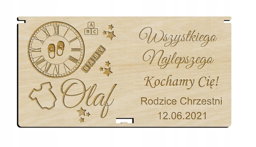 

Pudełko drewniane pieniądze Roczek Urodziny