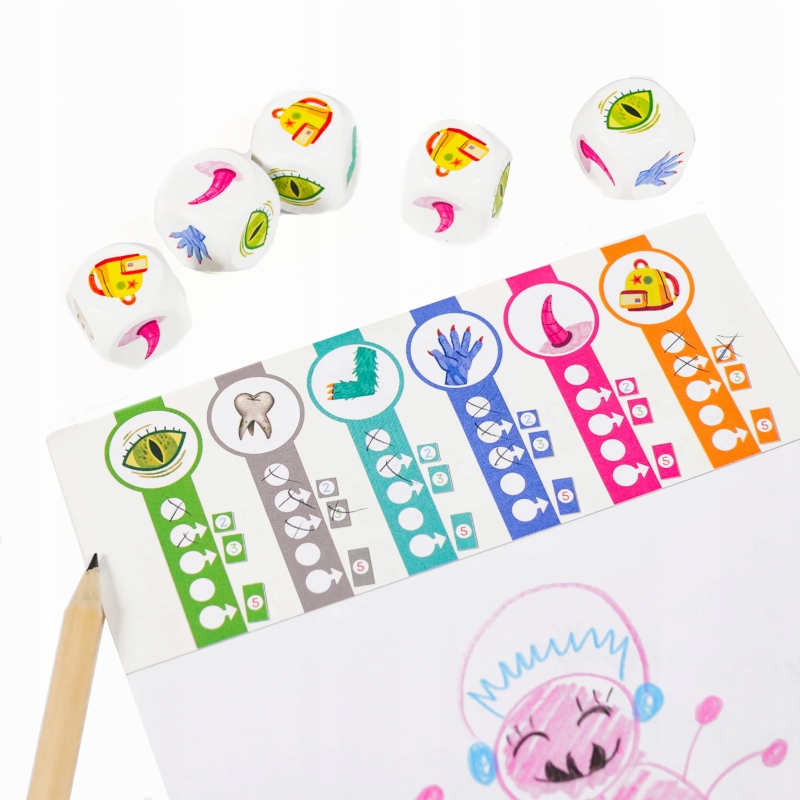 MUDUKO WIELKI STRASZNY POTWÓR RYSUNKOWA GRA KOŚCIANA DLA DZIECI 5+ Typ Podstawa