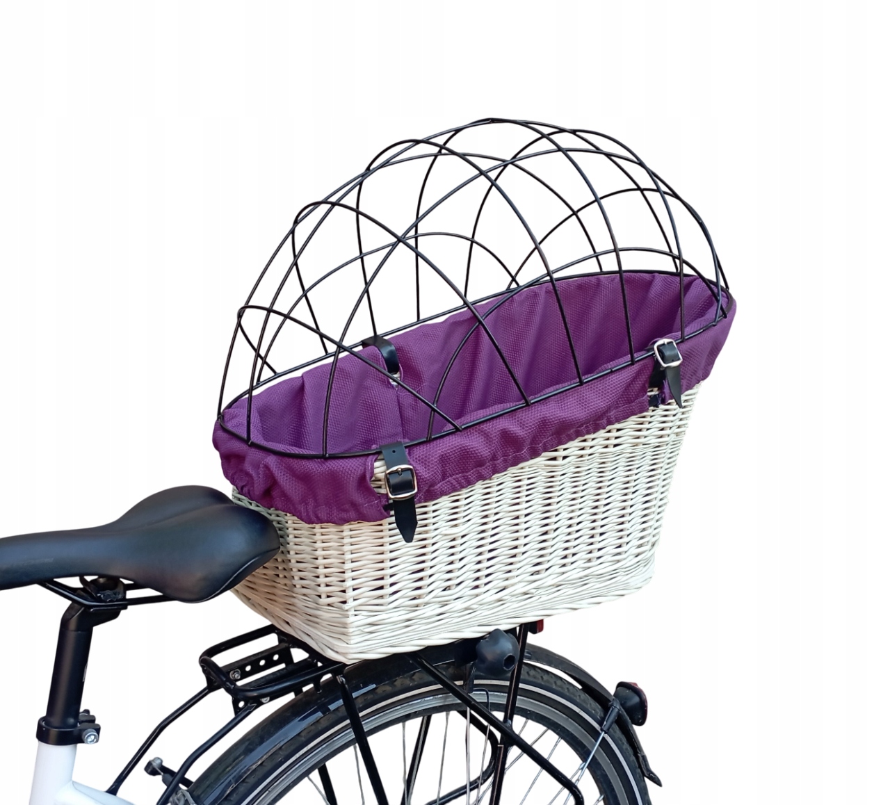 Kosz wiklinowy na rower z wkładem i poduszką Koszyk na Bagażnik dla Psa