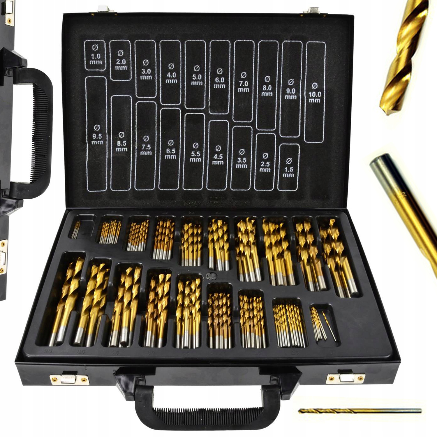 Zestaw Wierteł Do Metalu 170 el. Wiertła Tytanowe Wiertło Hss-tin W Walizce