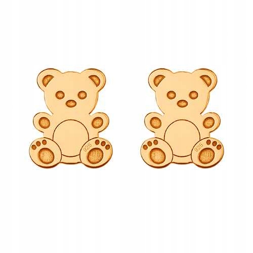 

Złote Kolczyki Wkrętki Sztyfty misie miś srebro925