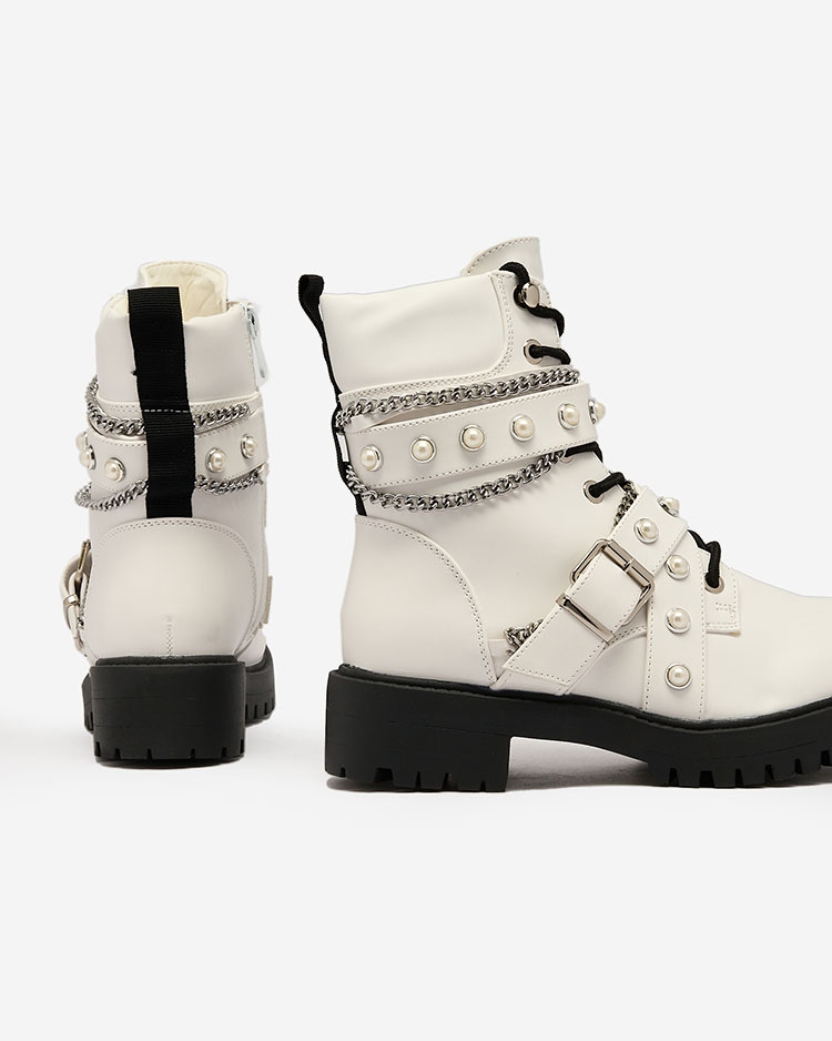 BIAŁE BOTKI DAMSKIE WORKERY GETITTY 38 Kolor biały