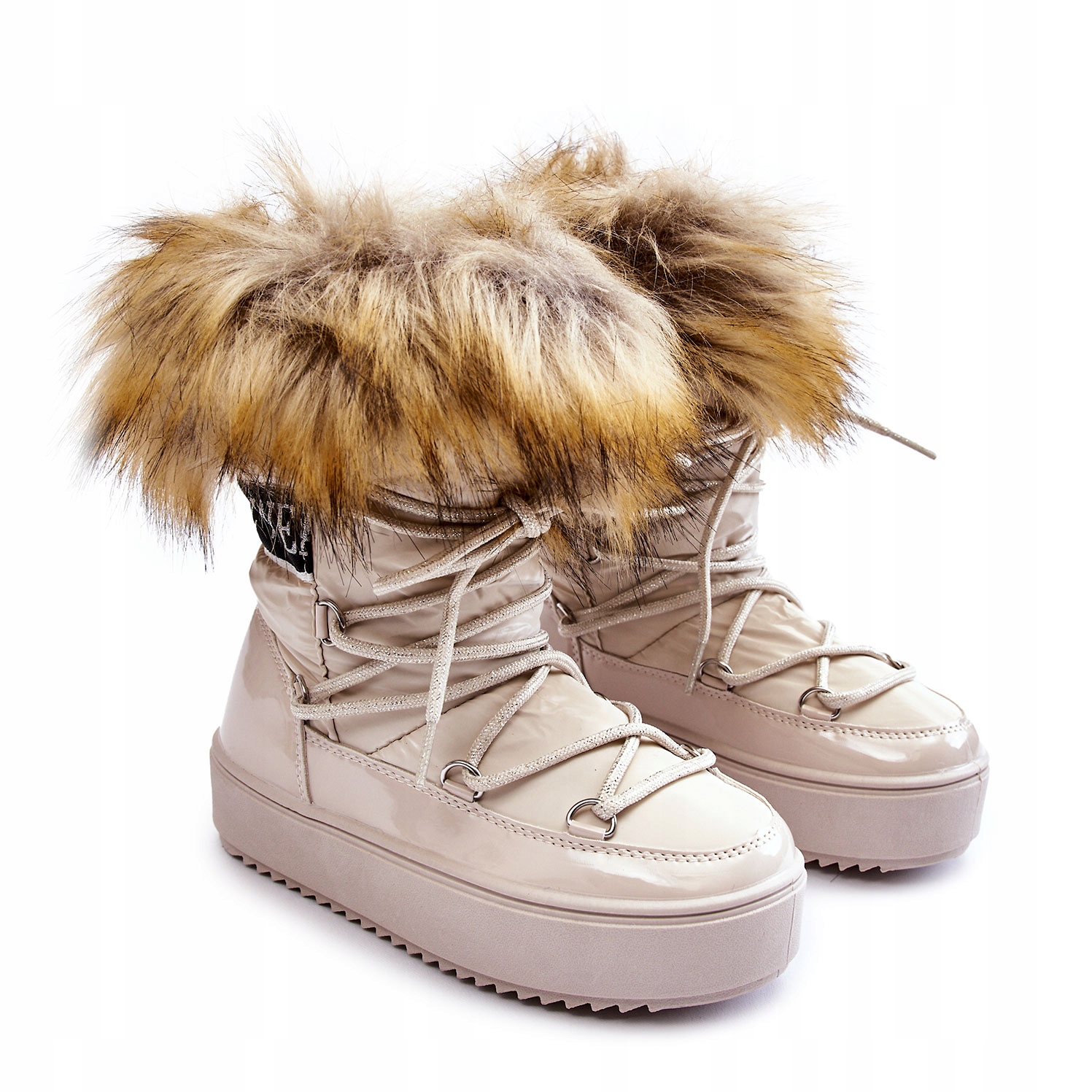 

Dziecięce Śniegowce Ocieplane Sznurowane Beżowe 34