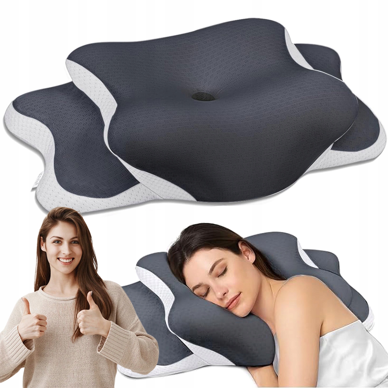 Poduszka Ortopedyczna Do Spania Na Brzuchu Plecach Boku Profilowana Pamięć