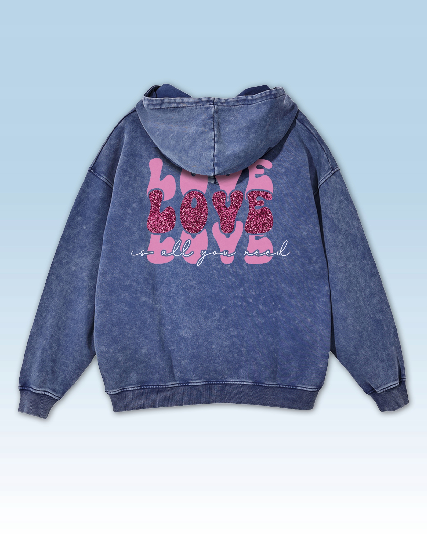 Mikina Love is all You Need Láska Oversize Inspitující Sprana Modrá XXL
