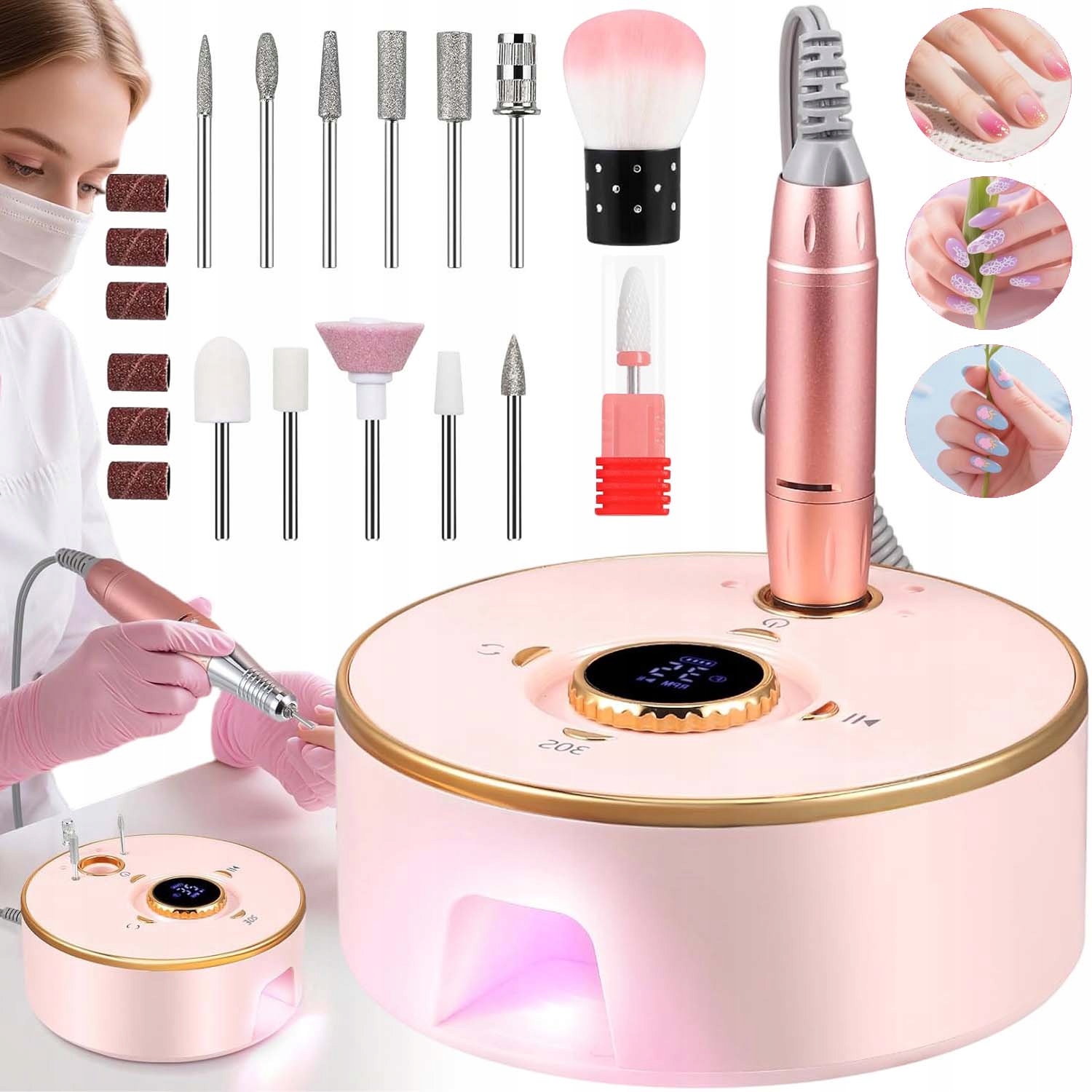 Bruska Na Nehty Silná Profesionální Manikúra Pedikúra Frézy Sada 2V1