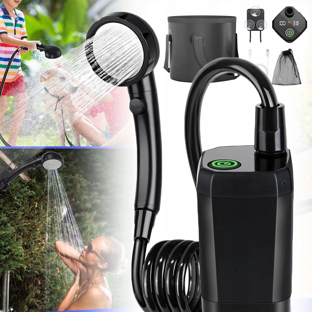 Turistická Kempingová Sprcha 6000MAH Přenosná S Ukazatelem Teploty