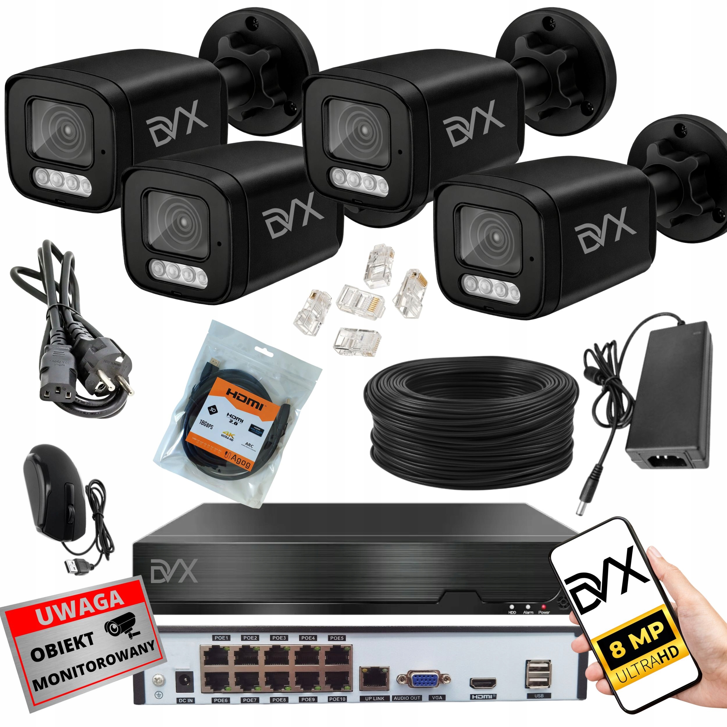 Sada Kamer X4 PT8LB Monitorovanie Ip Poe 8MP 4K Uhd Registrátor P10CHWIF Nvr