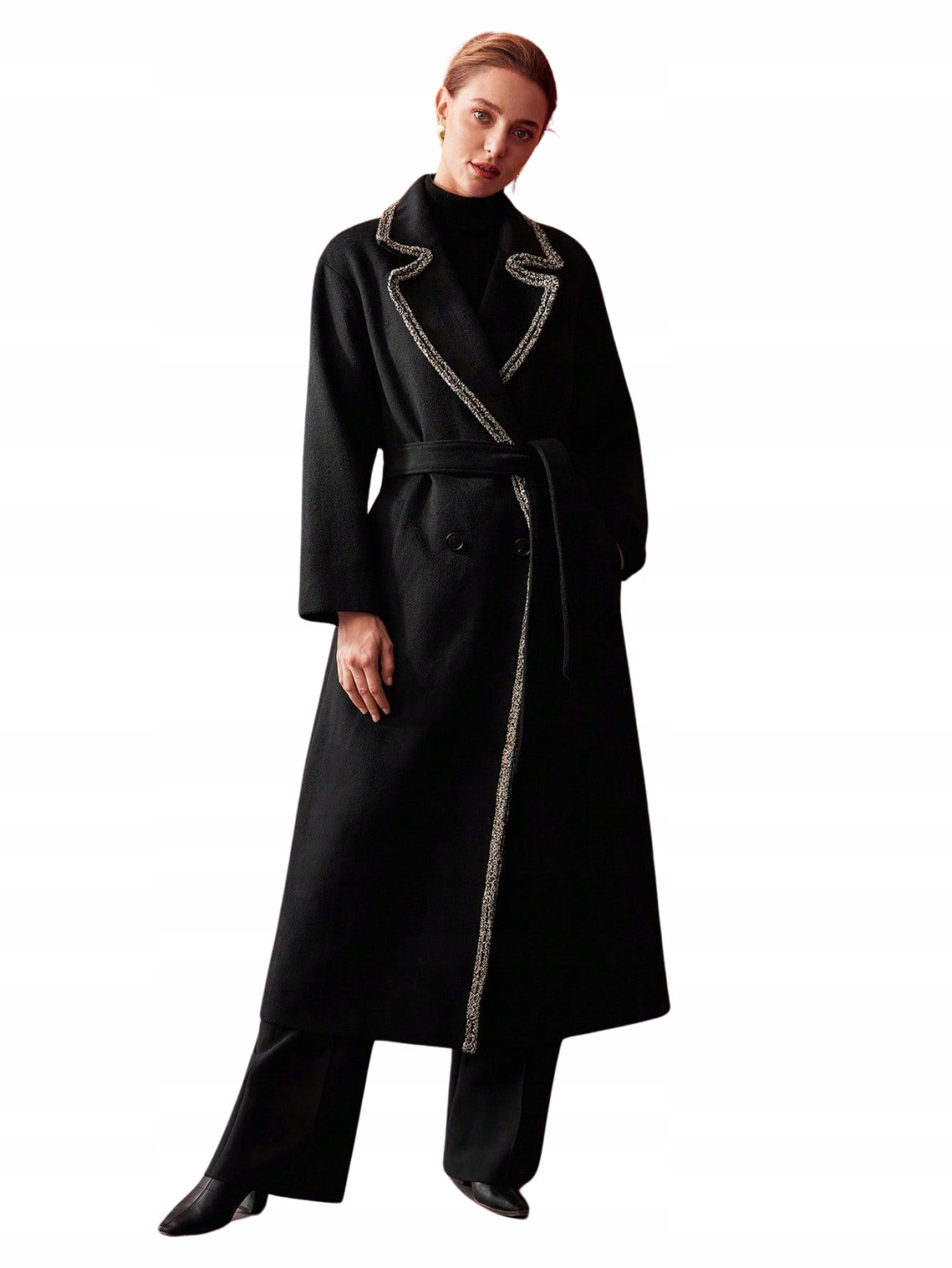 KU434 Motf Dámský Kontrastní Kabát S Příměsí Vlny (47) Xs