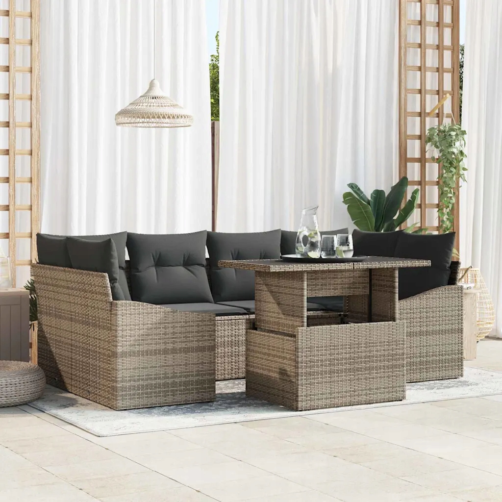 Sada zahradních pohovek s polštářem 7 pcs Šedá 100 x 55 x 73 cm Šedá 334893