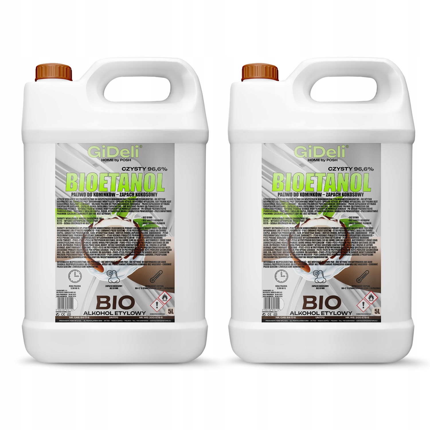 Bioetanol do krbu 2 x 5 l s vůní kokosu, biopalivo