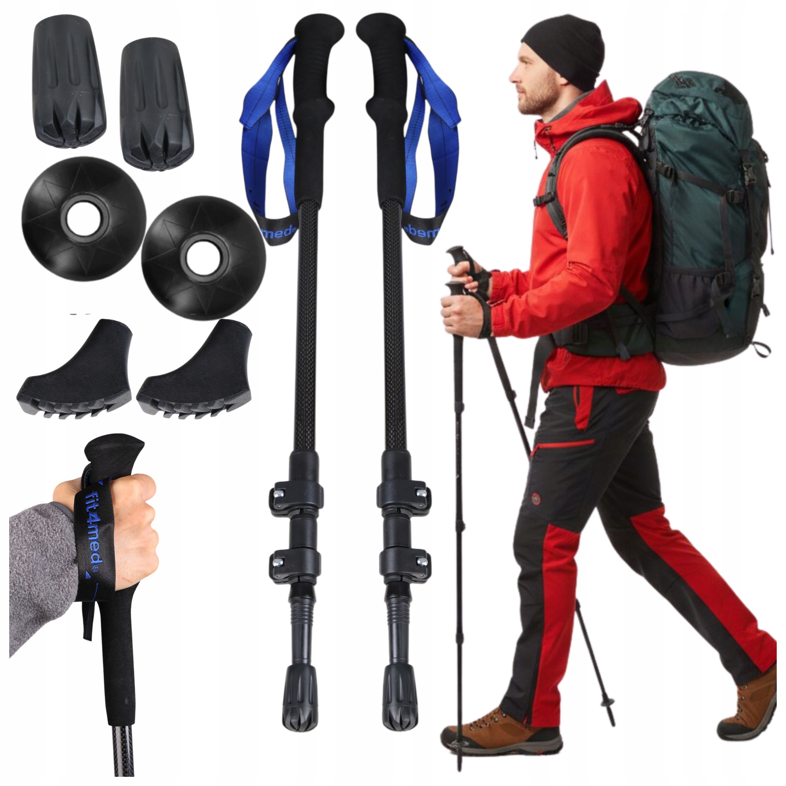 Trekové hole skládací karbonové lehké hole pro nordic walking chůzi