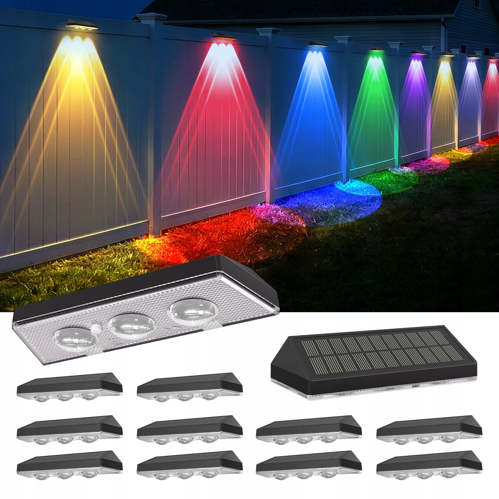 Lampy Solarne RGB Na Balkon Ogród Taras Wodoodporne 12 Sztuk IP65 SOIARLLT — miniatura 8