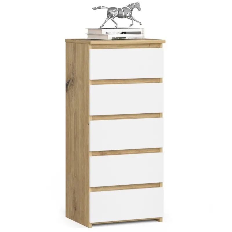 

Komoda do sypialni 5 szuflad 40 cm artisan biała