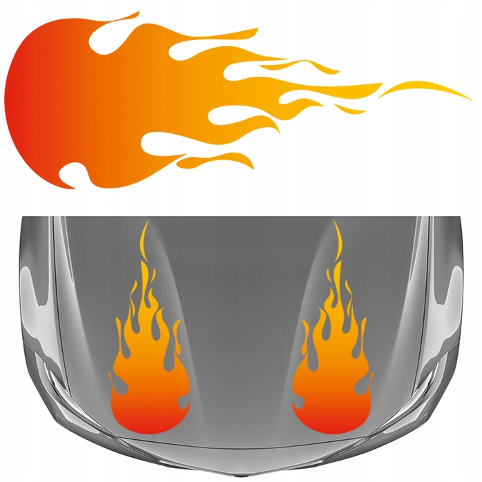 Barevná Nálepka Na Auto Oheň Ohně Plameny Plamen Fire 40x104
