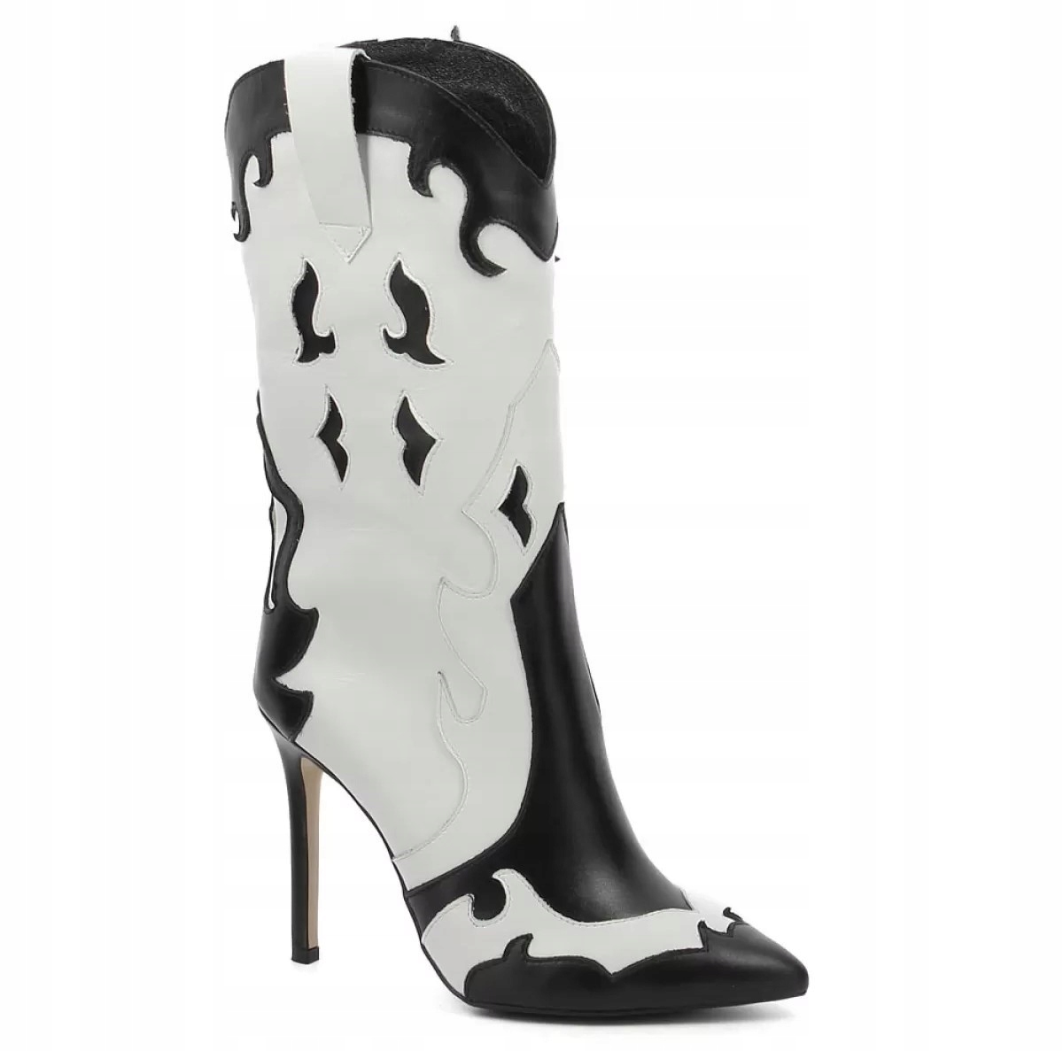 FEHÉR-FEKETE BŐR COWBOY CSIZMA CARINII B9360 MÉRET37